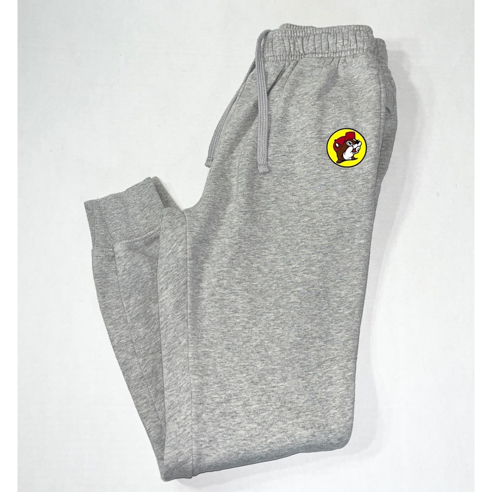 Buc-ee's Sweatpants Mens Small Gray Jogger Fleece Beaver Logo Gas Station Humor